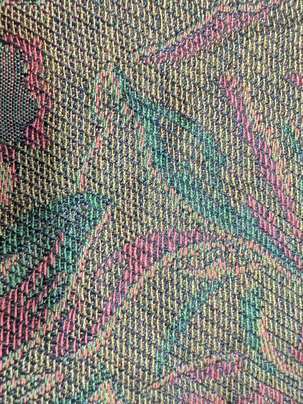 Christian Dior Multicolor Jacquard Fringe Scarf - Red, Green, Black